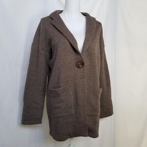 Vintage y2k {Chalet} Oversized Taupe Cardigan Sweater Shacket sz Small